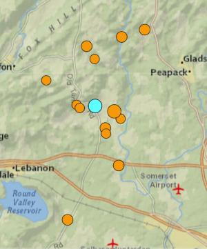 Earthquake and aftershock map from the USGS