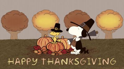 Snoopy and Woodstock as pilgrims for Thanksgiving